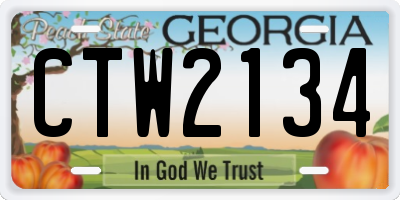GA license plate CTW2134