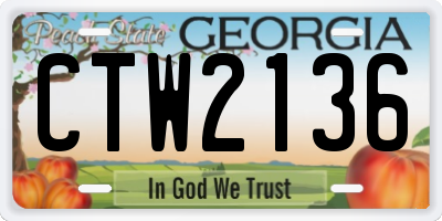 GA license plate CTW2136