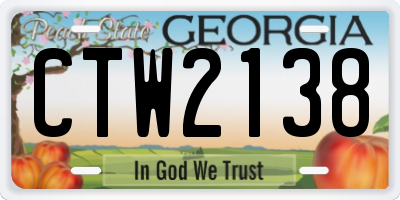GA license plate CTW2138