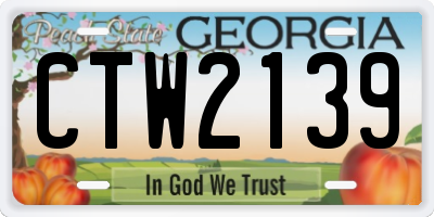 GA license plate CTW2139