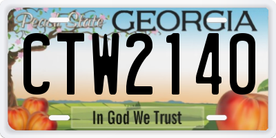 GA license plate CTW2140