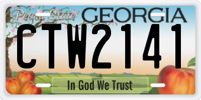 GA license plate CTW2141