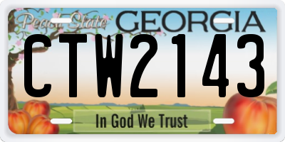 GA license plate CTW2143