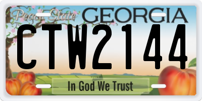 GA license plate CTW2144