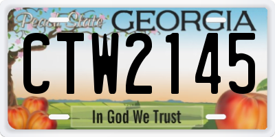 GA license plate CTW2145