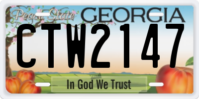 GA license plate CTW2147