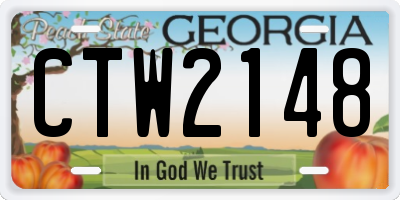 GA license plate CTW2148