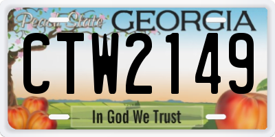 GA license plate CTW2149