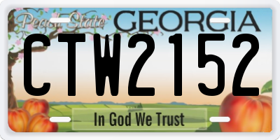 GA license plate CTW2152