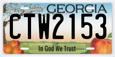 GA license plate CTW2153