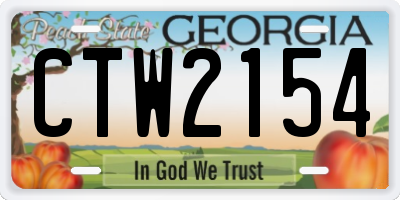 GA license plate CTW2154