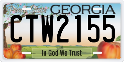 GA license plate CTW2155