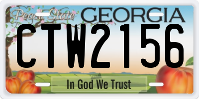GA license plate CTW2156