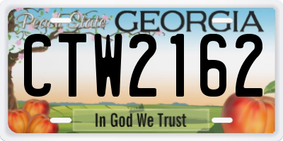 GA license plate CTW2162