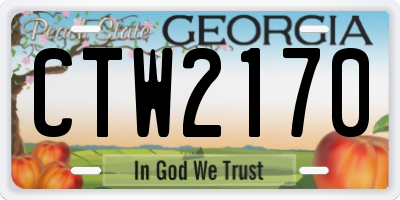 GA license plate CTW2170