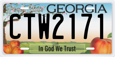 GA license plate CTW2171