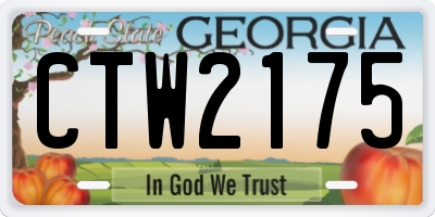 GA license plate CTW2175