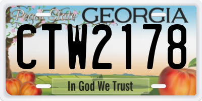 GA license plate CTW2178