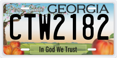 GA license plate CTW2182