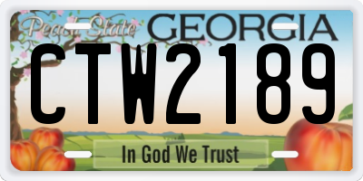 GA license plate CTW2189
