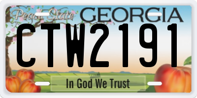 GA license plate CTW2191
