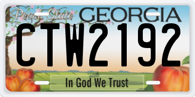GA license plate CTW2192