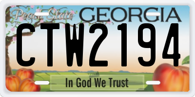 GA license plate CTW2194