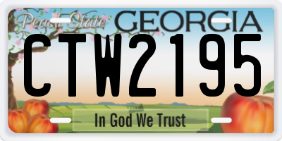 GA license plate CTW2195