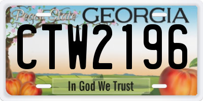 GA license plate CTW2196