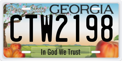 GA license plate CTW2198