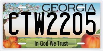 GA license plate CTW2205