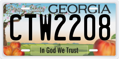 GA license plate CTW2208