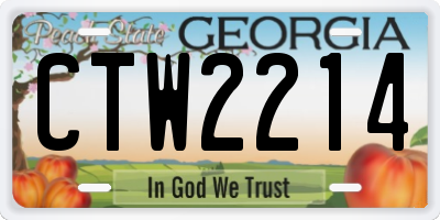 GA license plate CTW2214