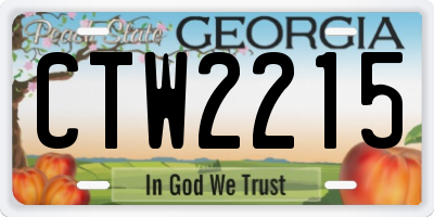 GA license plate CTW2215