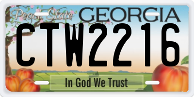 GA license plate CTW2216