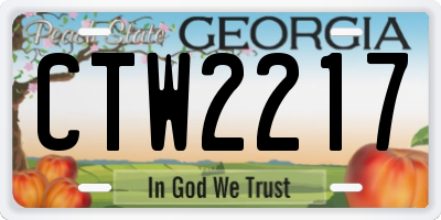 GA license plate CTW2217