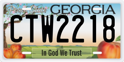 GA license plate CTW2218