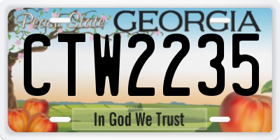 GA license plate CTW2235