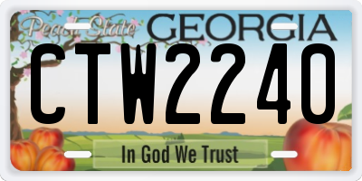 GA license plate CTW2240