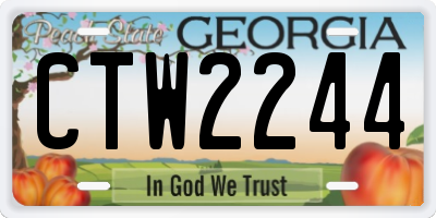 GA license plate CTW2244