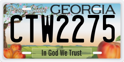 GA license plate CTW2275
