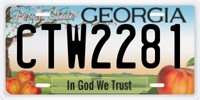 GA license plate CTW2281