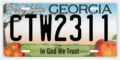 GA license plate CTW2311