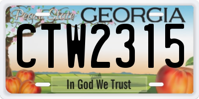 GA license plate CTW2315
