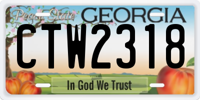GA license plate CTW2318