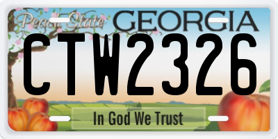 GA license plate CTW2326