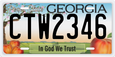 GA license plate CTW2346