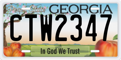 GA license plate CTW2347