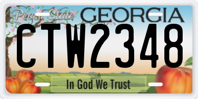 GA license plate CTW2348