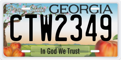 GA license plate CTW2349